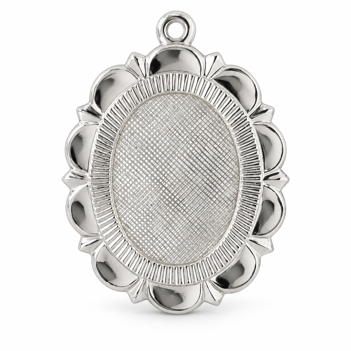 Sterling silver oval floral medallion blank for personalization
