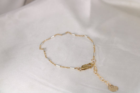 Two-tone tube-station bracelet