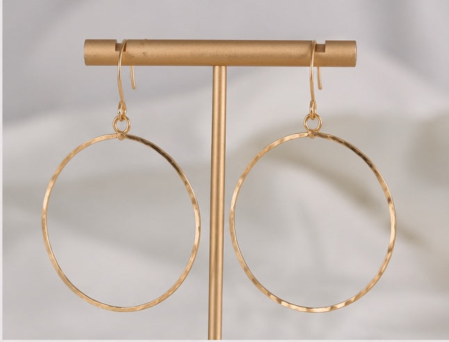 Classic Hammered Circle Drop Earrings in 14K gold-filled