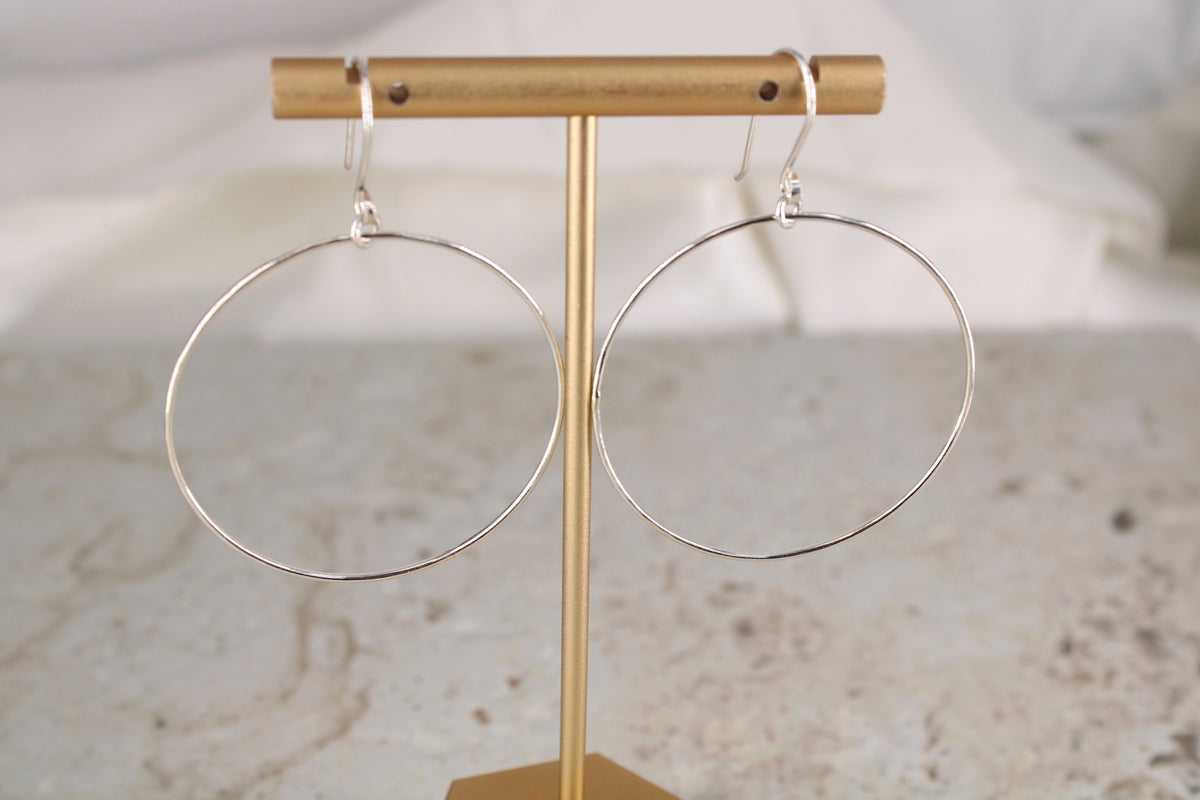 Sterling silver Classic Hammered Circle Drop Earrings